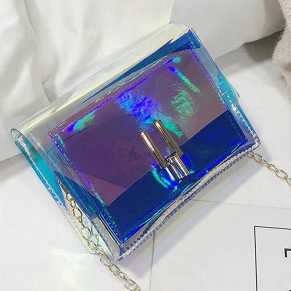 Holographic Colorblock Small Chain Crossbody Bag - image 2
